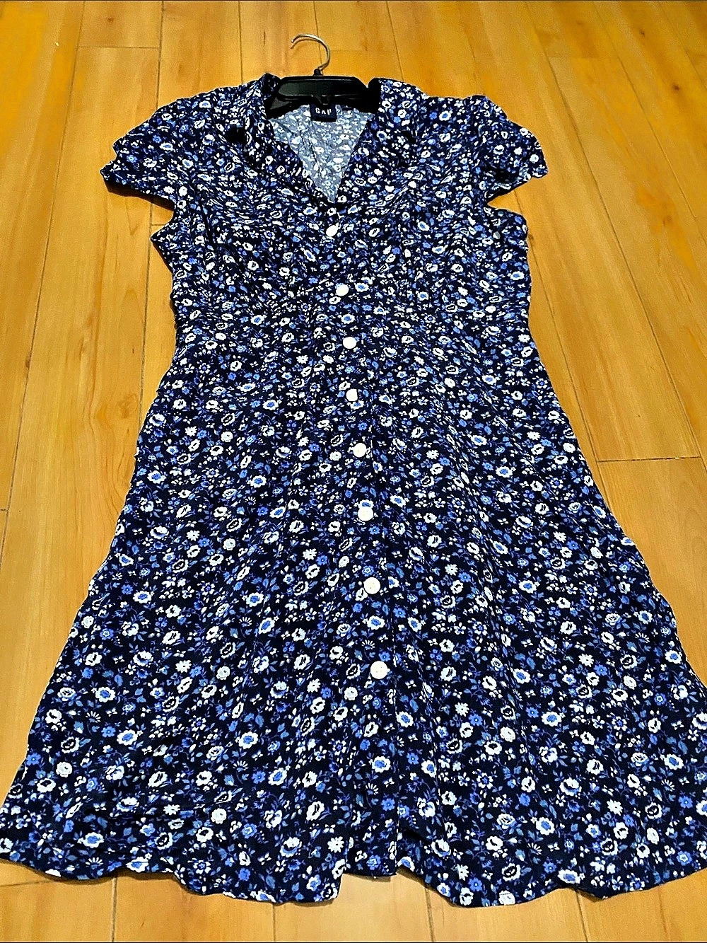 Gap Blue Floral Button-Front Mini Dress in Blue & White